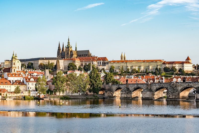 Prague Castle and St. Vitus Cathedral seen from Charles Bridge