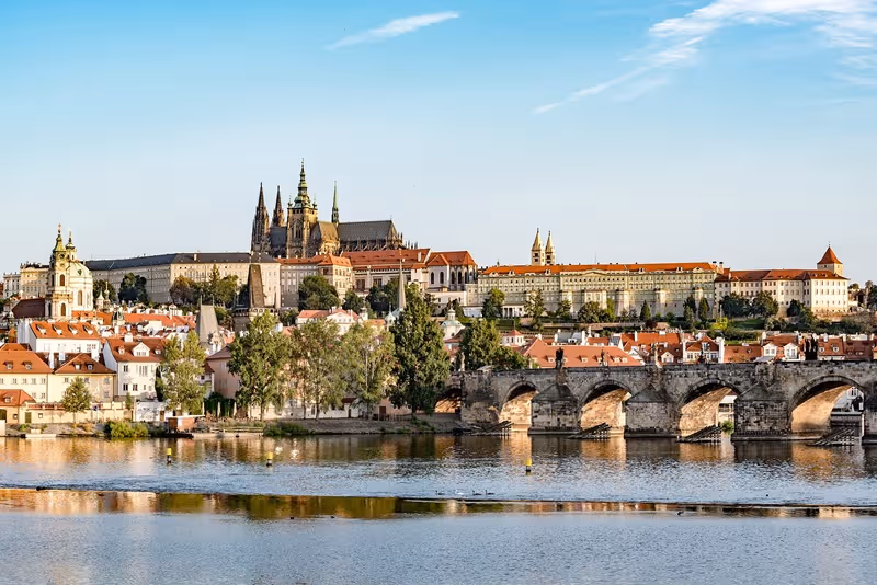 Prague Castle and St. Vitus Cathedral seen from Charles Bridge